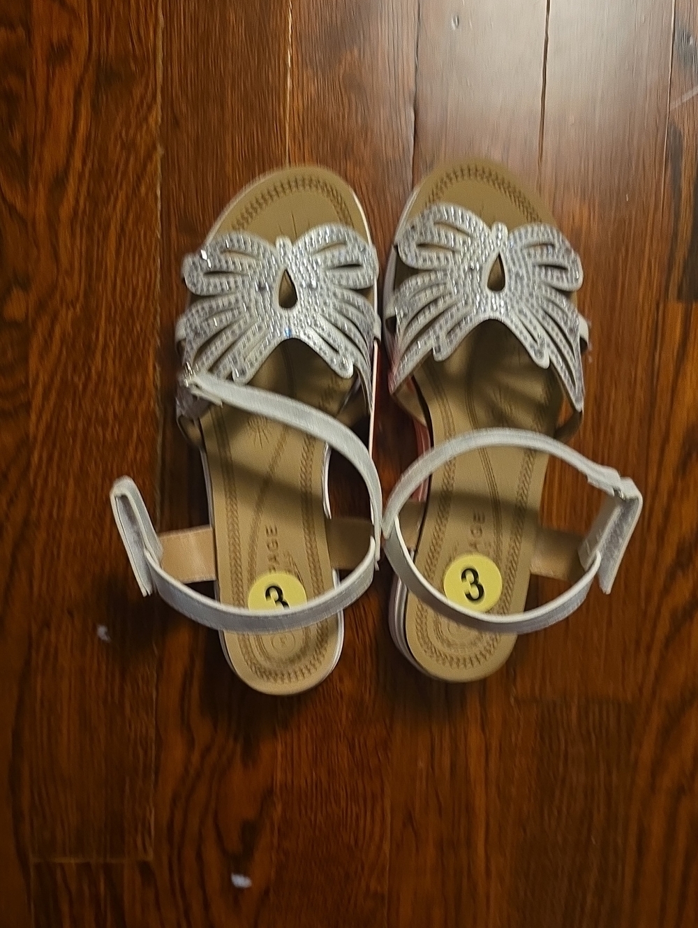 Rampage Girls Silver Rhinestone Bow Sandals